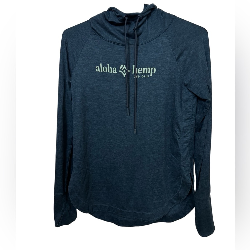 ATHLETA High End Women’s Blue XS Surf Aloha Hemp Oils Hoodie MINT